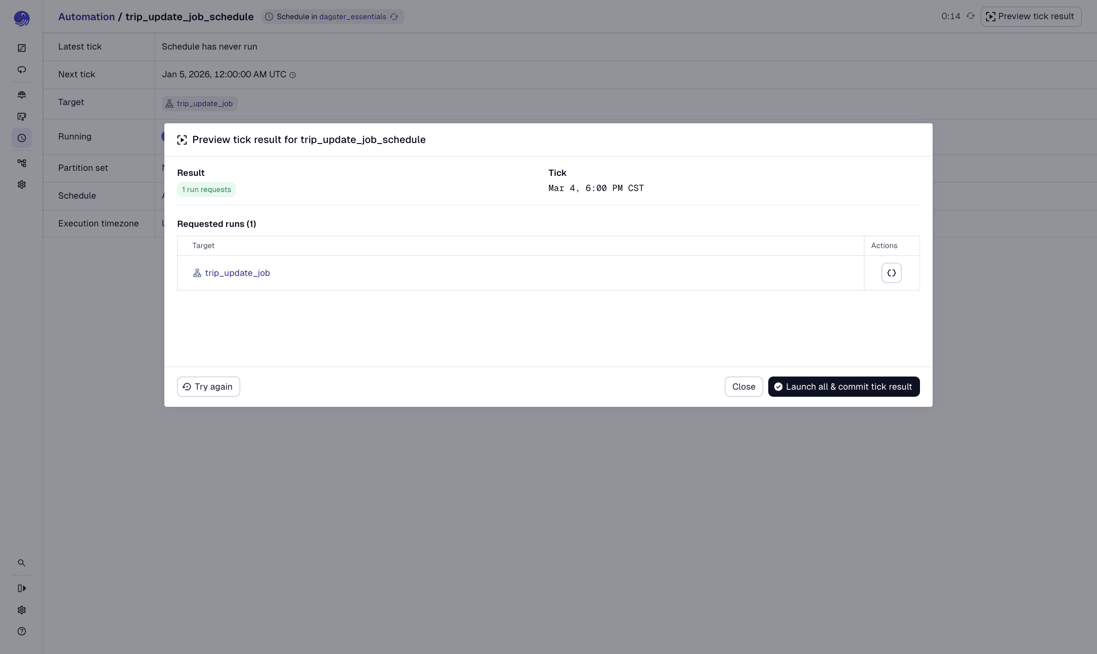 Mock evaluation time selection